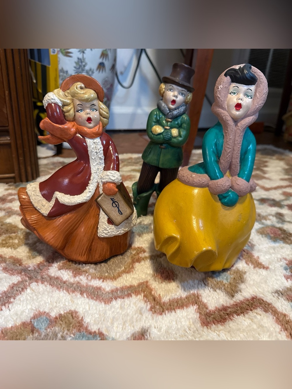 Vintage Christmas Carolers Figurines Atlantic Mold Hand Painted Ceramic 3